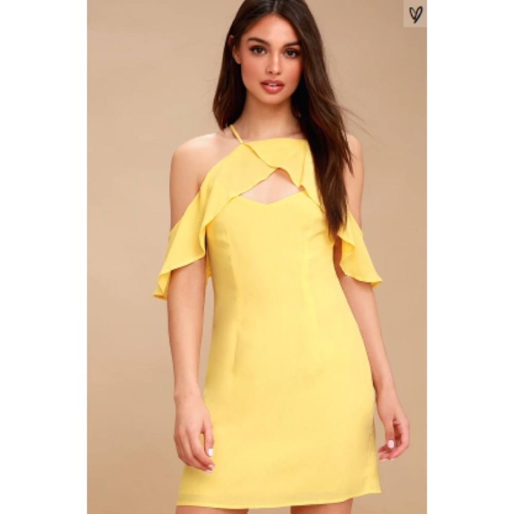 NWT Lulus Yellow Off-the-Shoulder Dress